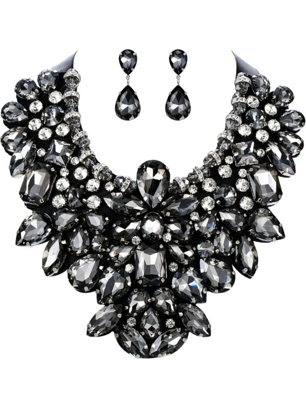 Colorful Rhinestone Crystal Statement Jewelry Set - 9 Colors Necklace & Earrings
